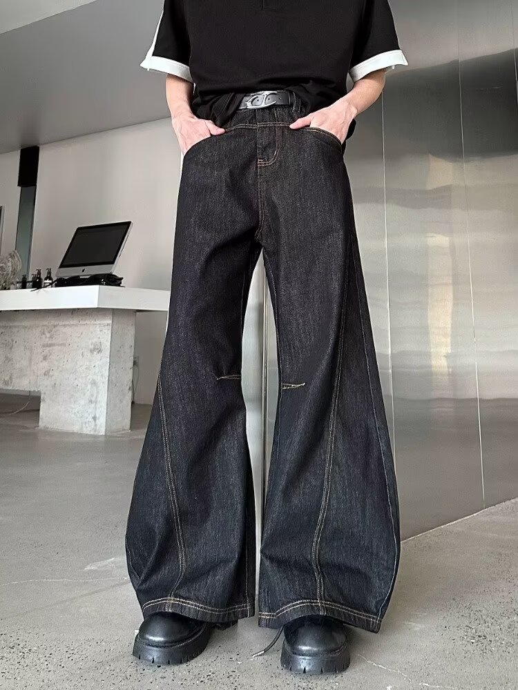 Men'S Fashion With Baggy Jeans - 2026 Ropa Y2K Fashion Patchwork Black