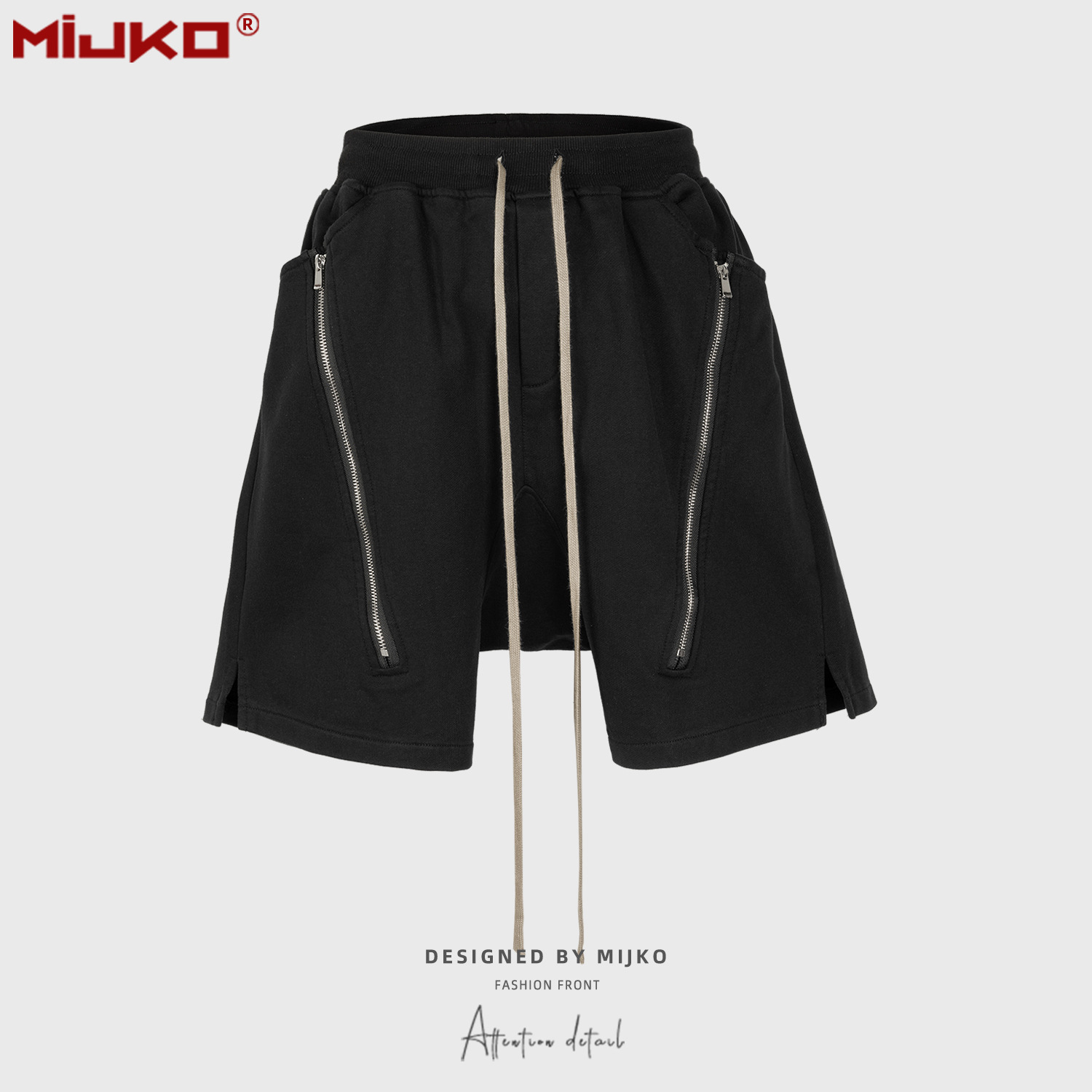Mens Fashion Dark Grey Pants - MIJKO Black Dark Grey Shorts Men