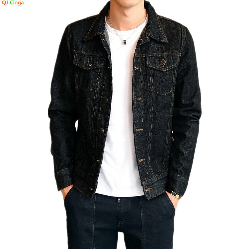 Mens Fashion Denim Jacket - 2026 Men Black Denim Jacket, Single-breasted