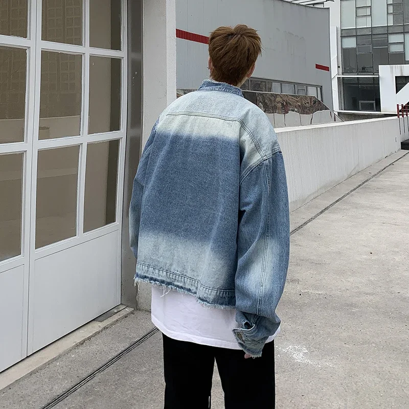 American Retro Hip Pop Raw Edg - Mens Fashion Denim Jacket ulasan dan harga