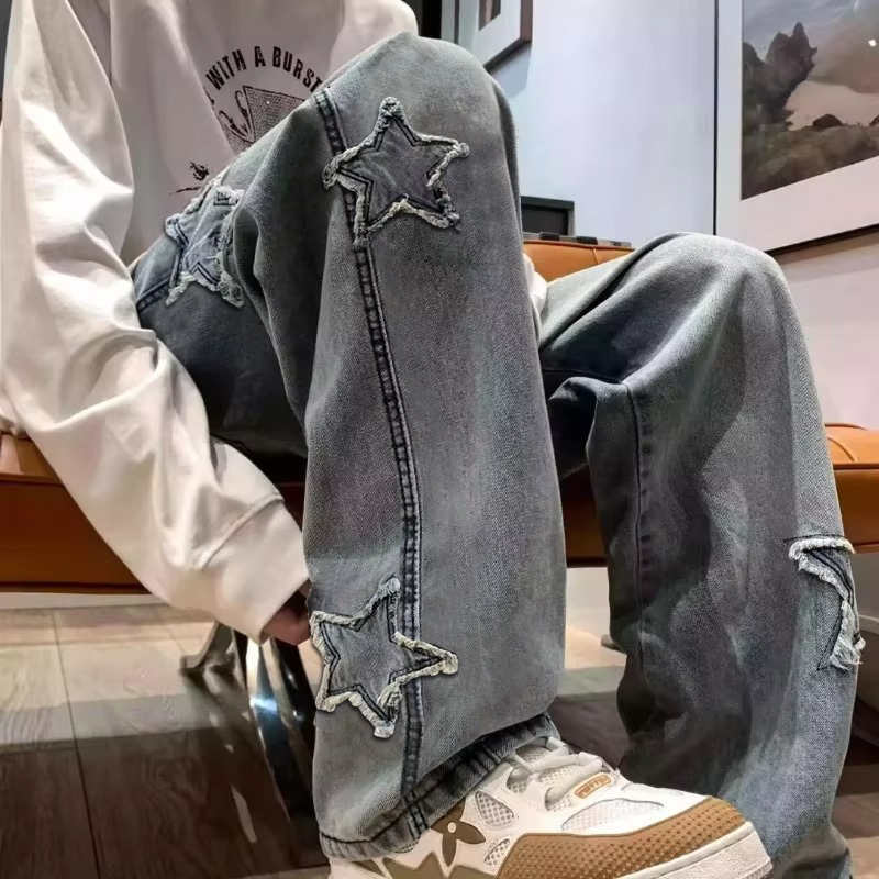 New Men's Star Embroidered Fas - Men'S Fashion With Baggy Jeans ulasan dan harga