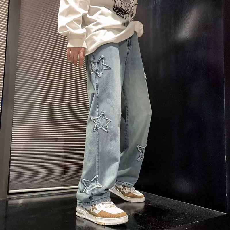 New Men's Star Embroidered Fas - Men'S Fashion With Baggy Jeans ulasan dan harga