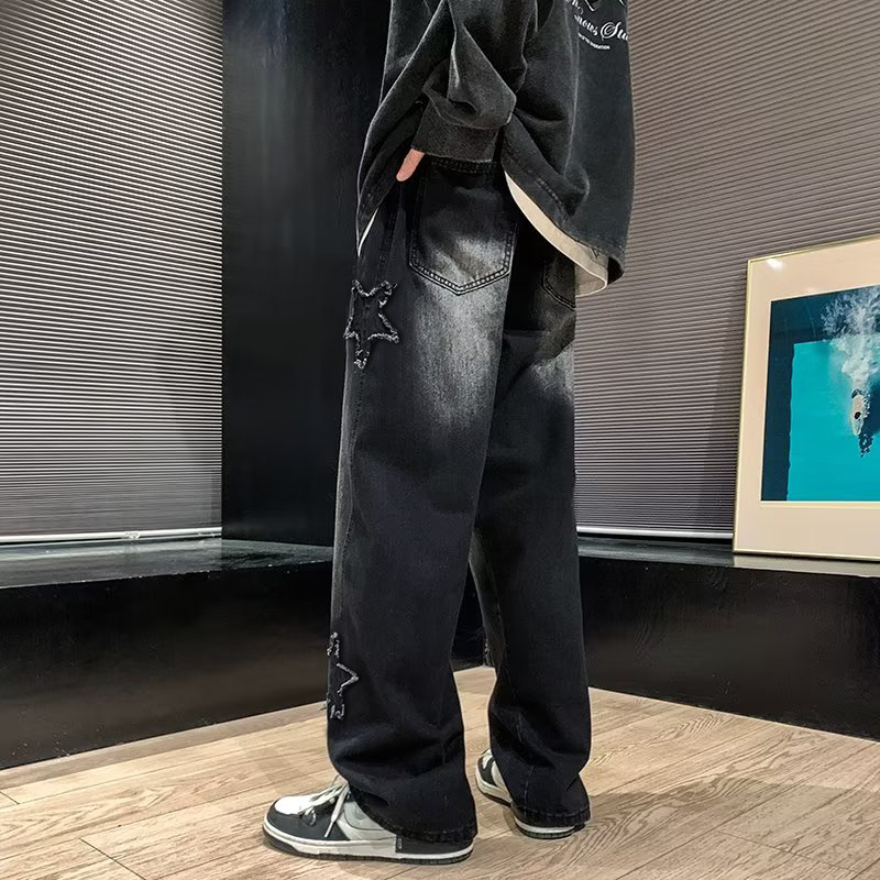 New Men's Star Embroidered Fas - Men'S Fashion With Baggy Jeans ulasan dan harga