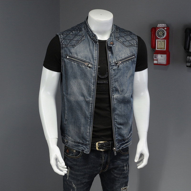 2026 Men Motorcycle Biker Deni - Men'S Fashion Vest With Jeans ulasan dan harga