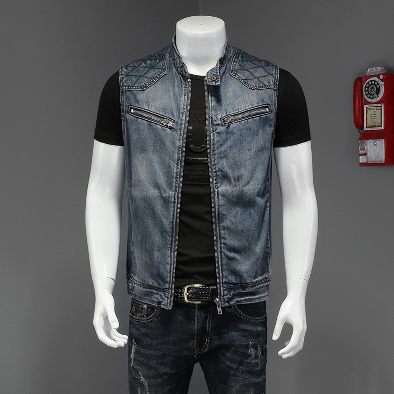2026 Men Motorcycle Biker Deni - Men'S Fashion Vest With Jeans ulasan dan harga