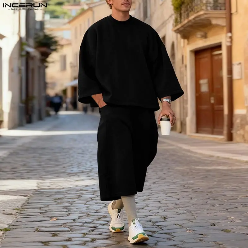 INCERUN Men Sets Solid Color B - Mens Fashion Streetwear ulasan dan harga