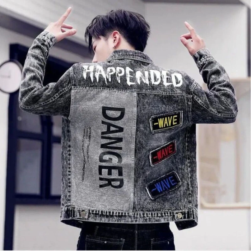 Button Hip Hop Casual Slim Sho - Mens Fashion Denim Jacket ulasan dan harga