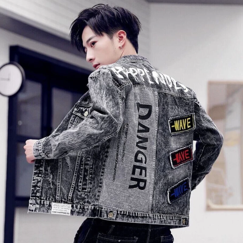 Button Hip Hop Casual Slim Sho - Mens Fashion Denim Jacket ulasan dan harga