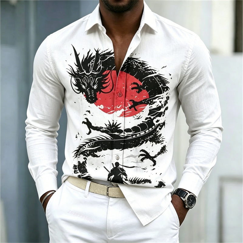 2026 New Men's Shirt White Bla - Mens Fashion Streetwear ulasan dan harga