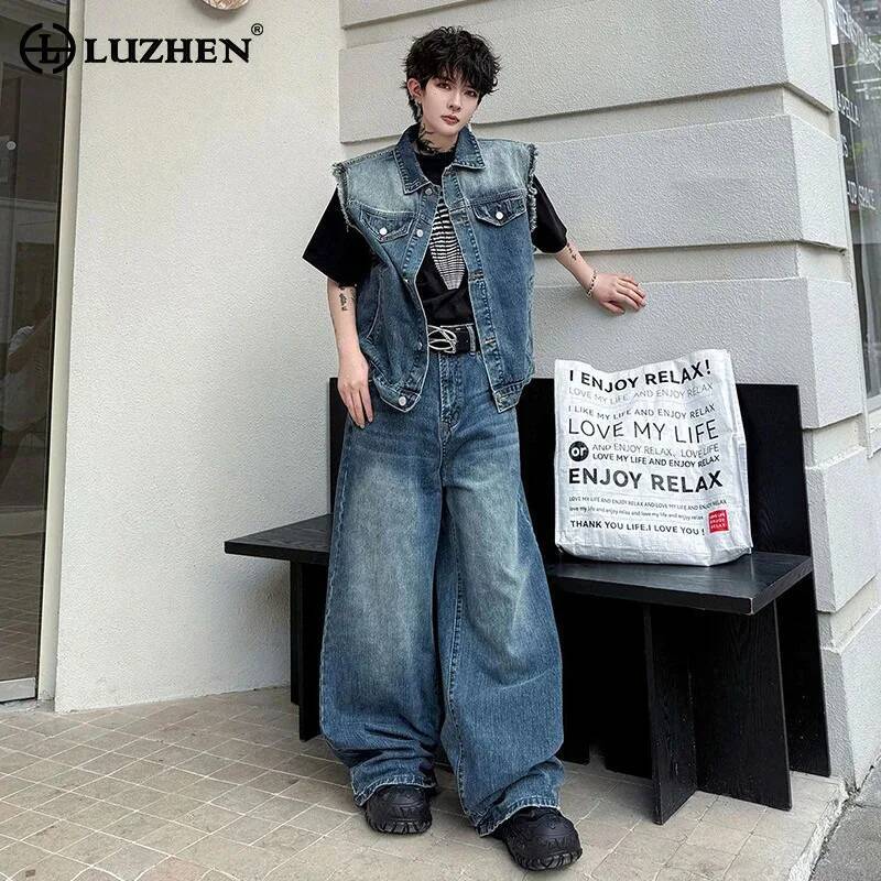 LUZHEN 2026 Summer Denim Two-p - Mens Fashion Streetwear ulasan dan harga