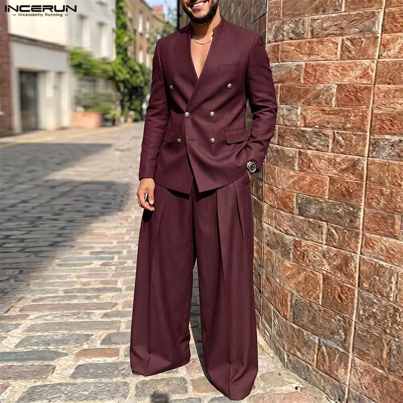 INCERUN Men's Sets Solid Color - Mens Fashion Streetwear ulasan dan harga