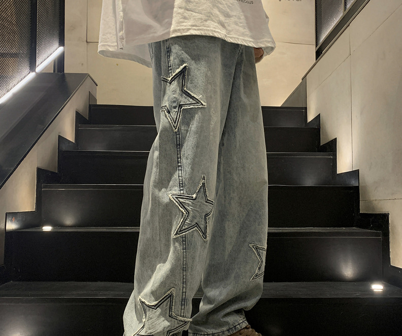 New Fashion Five-pointed Star  - Men'S Fashion With Baggy Jeans ulasan dan harga