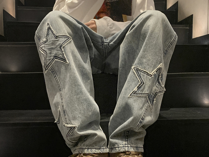 New Fashion Five-pointed Star  - Men'S Fashion With Baggy Jeans ulasan dan harga