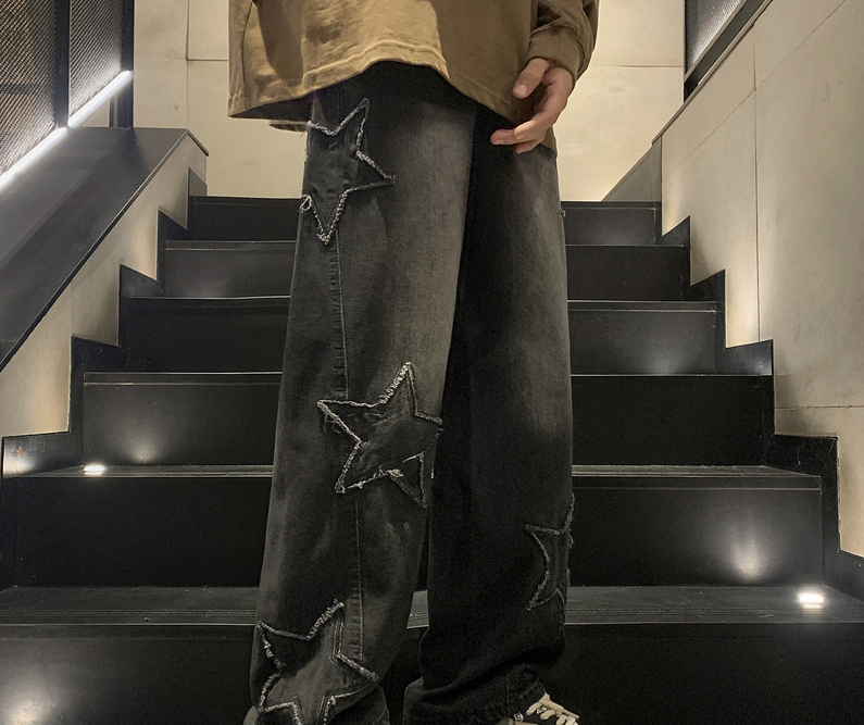 New Fashion Five-pointed Star  - Men'S Fashion With Baggy Jeans ulasan dan harga