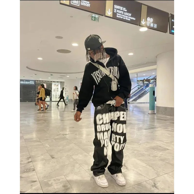 2026 New Hip Hop Letter Printe - Men'S Fashion Vest With Jeans ulasan dan harga