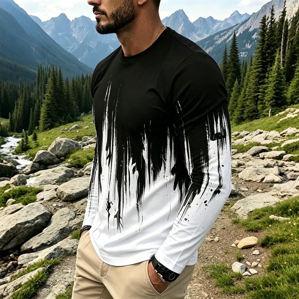 Men's Gradient Ink Splash Long - Mens Fashion Streetwear ulasan dan harga