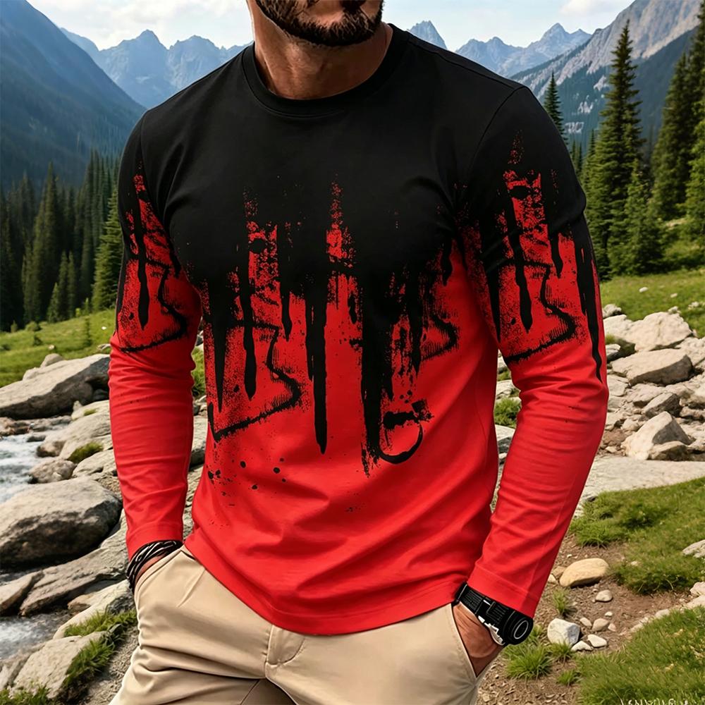 Men's Gradient Ink Splash Long - Mens Fashion Streetwear ulasan dan harga
