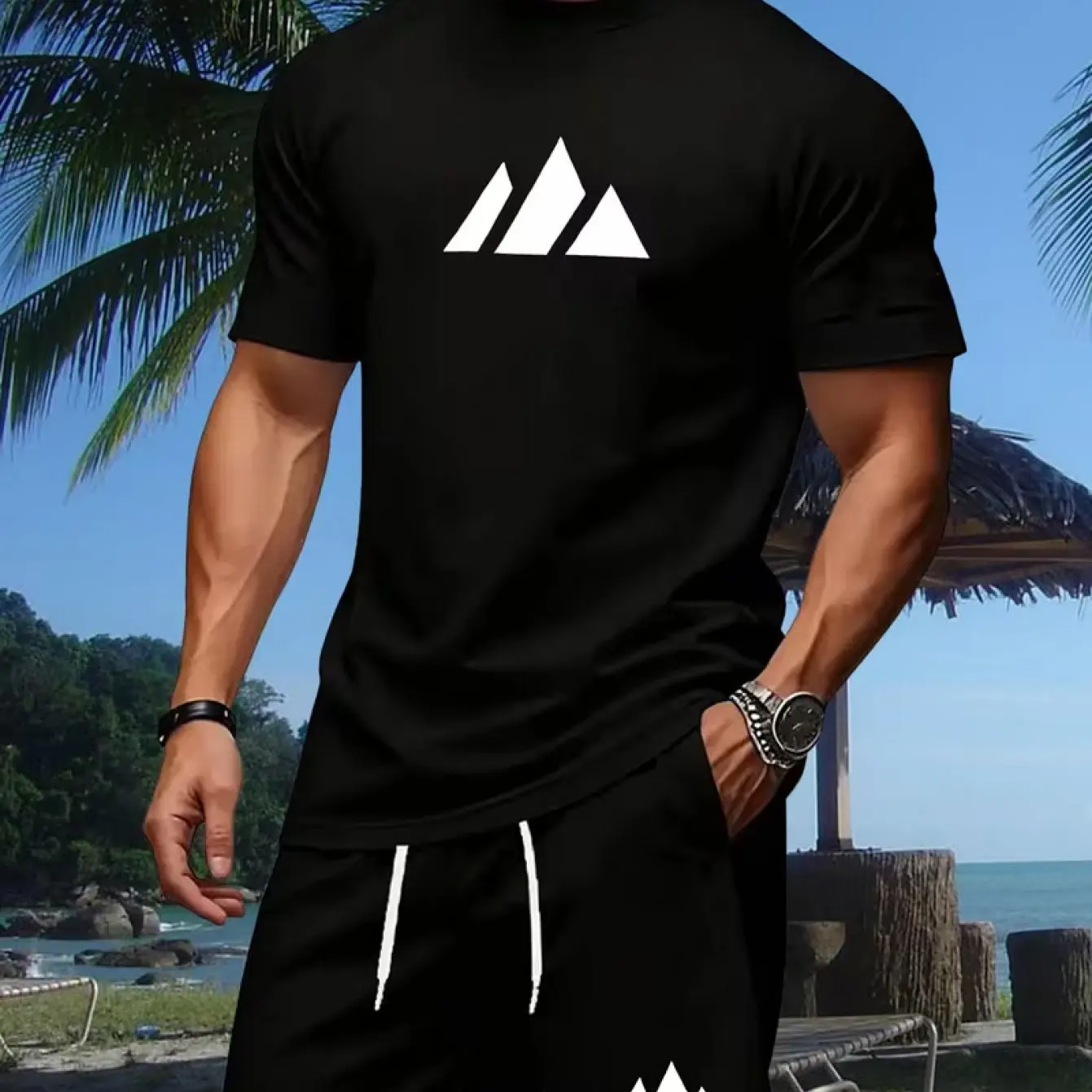 Pattern Printed T-shirt Casual - Mens Fashion Streetwear ulasan dan harga