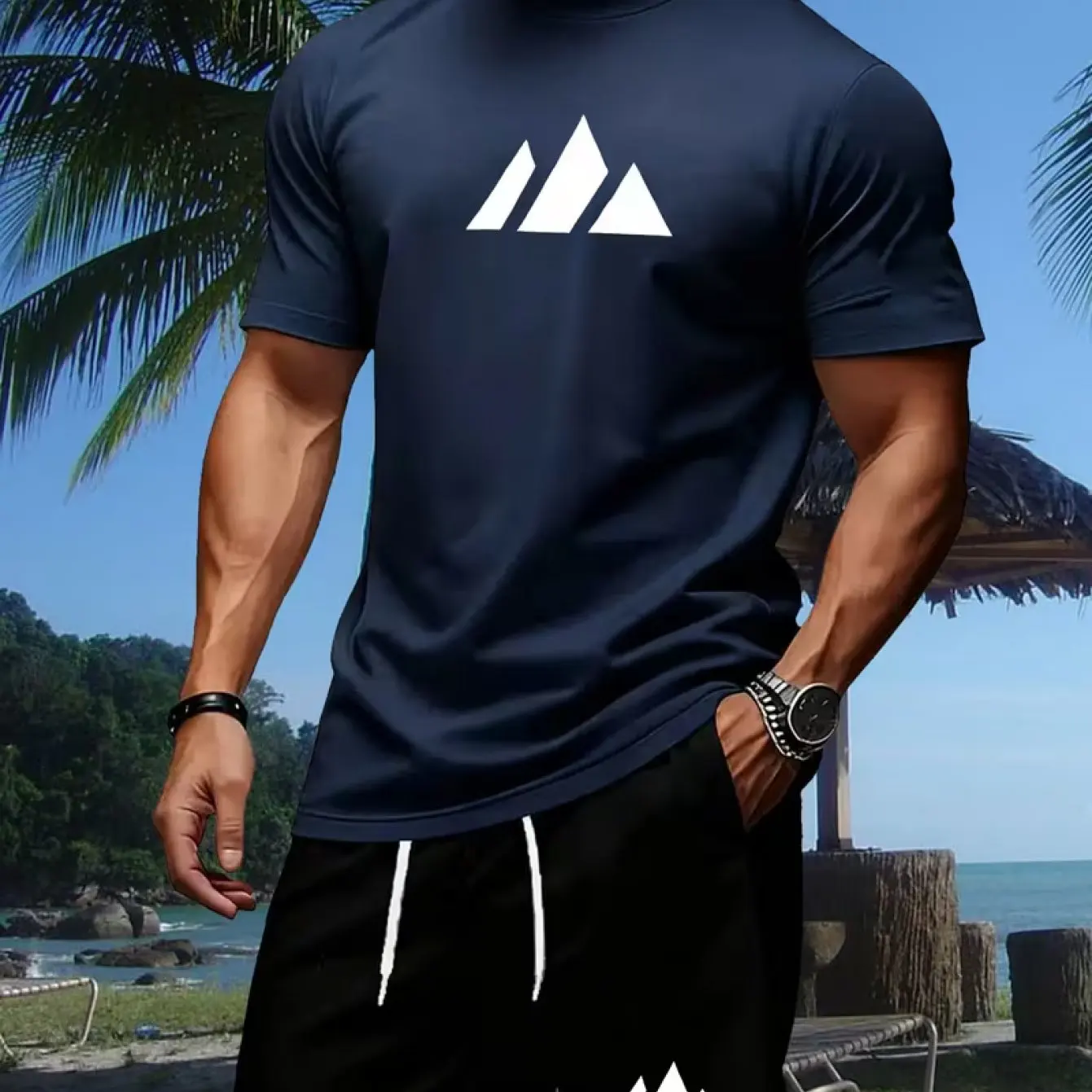 Pattern Printed T-shirt Casual - Mens Fashion Streetwear ulasan dan harga