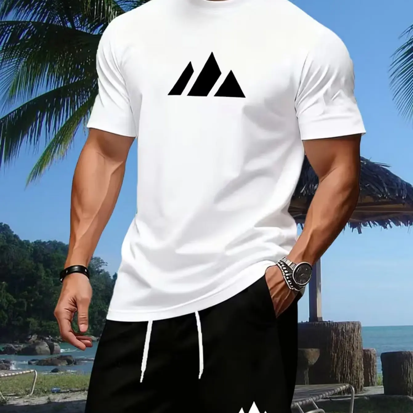 Pattern Printed T-shirt Casual - Mens Fashion Streetwear ulasan dan harga